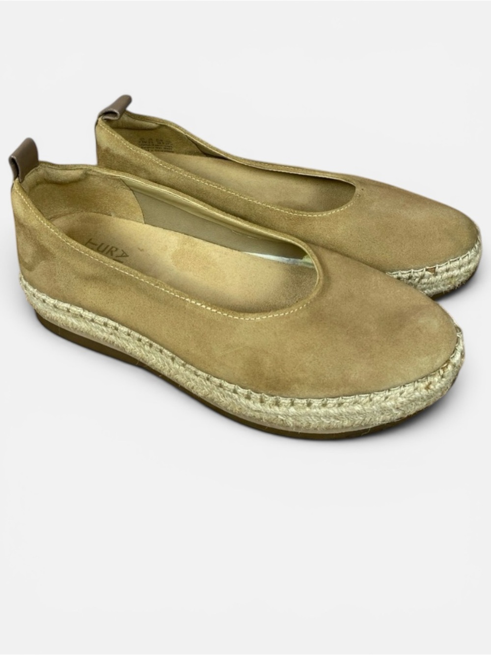 Naturalizer Tan Suede Leather Slip On Platform Espadrille Flats Shoes Sz 8.5
